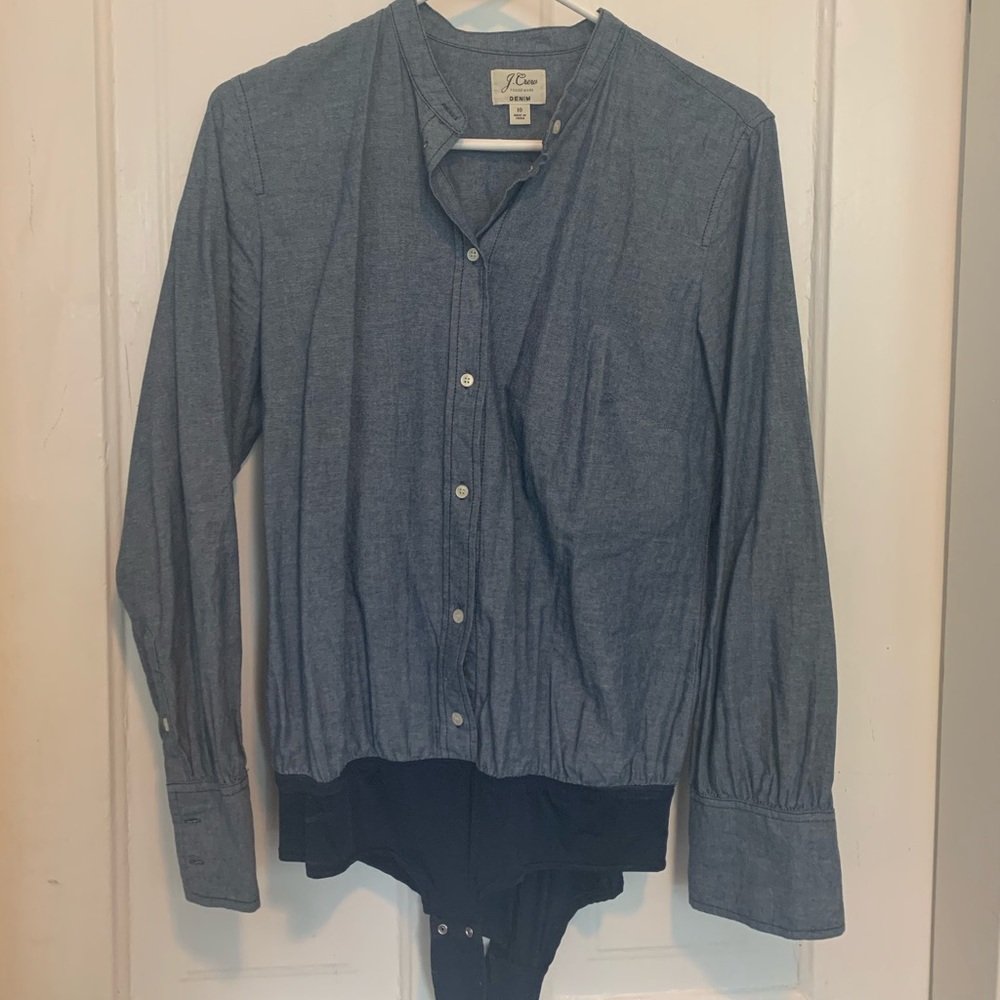 J. Crew Slim Perfect Body Suit in Chambray - NWOT